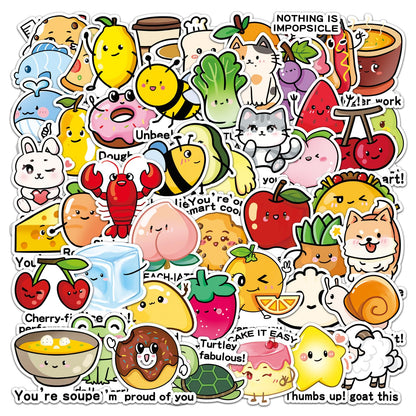100PCS Food Pun Positive Affirmation Stickers, Funny Blessing Quotes, Vinyl Motivational Reward Decals, Kawaii Fruit Stickers for Small Business, Classroom Teachers, Water Bottles, Laptops, Scrapbooks