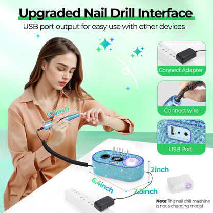 40000RPM Electric Nail File Drill Professional Kit, Drill Machine with LCD Display, Manicure Pedicure Polishing Acrylic Gel Nail Grinder for Salon, Home Use