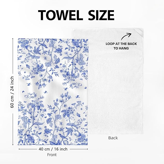 Chinoiserie Floral Kitchen Dish Towels 16x24 Inch, Chinoiserie Decor