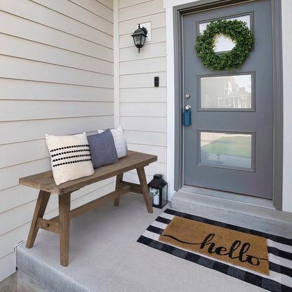 Wnutrees 47" Farmhouse Wood Bench, Solid Wood Entryway Bench for Dining Room End of Bed, Easy to Assemble, Brown