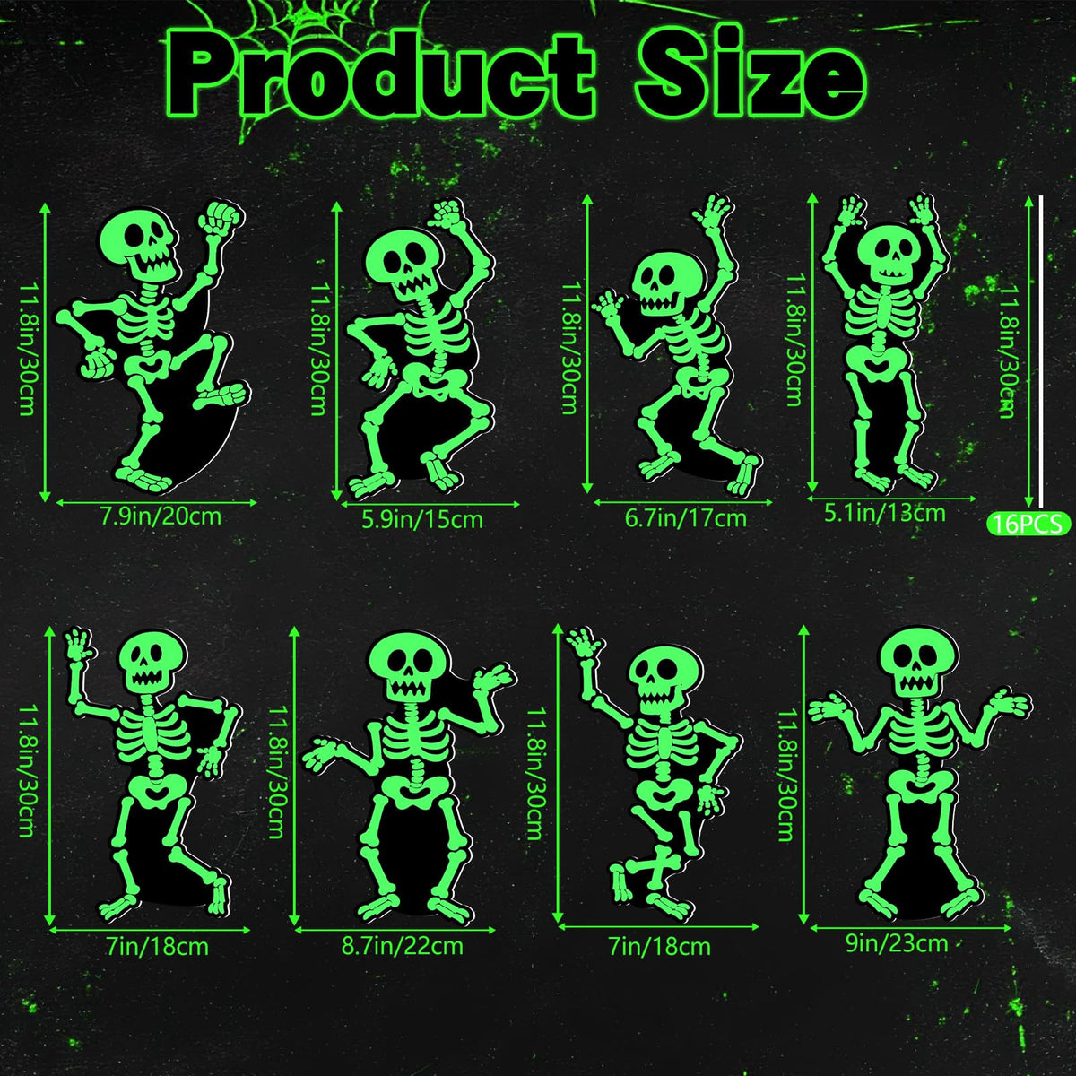BOUTICOL 8 Pcs Halloween Glow in The Dark Skeleton Yard Signs Outdoor Decoration, Fluorescent Skeleton Ghost Yard Signs with Stakes for Lawn Garden Front Yard Cemetery Decor
