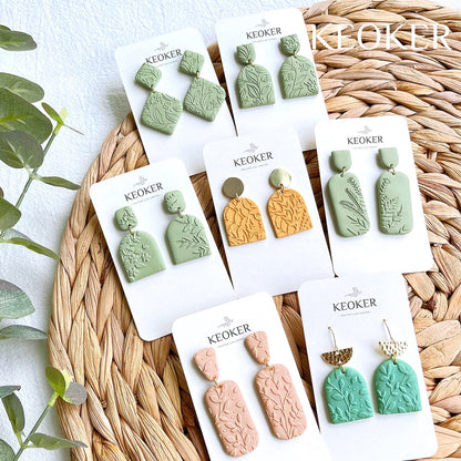 Keoker Polymer Clay Texture Sheets, Clay Texture Mat for Making Earrings Jewerly, Polymer Clay Earrings Tools (No. 7-8)