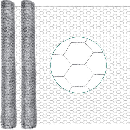 GlikCeil 48 in X 200 ft Chicken Wire Fencing Metal Floral Chicken Wire Mesh for Crafts Poultry Garden, 1 Inch Hexagonal Galvanized Hardware Cloth Netting for Poultry Coop Barrier Rabbit Cage(Silver)