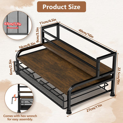 PONEYA Coffee Syrup Rack Organizer, 3-Tier 8 Bottles Syrup Rack with 35 K Cup Storage Basket for Coffee Bar, Countertop Bottle Holder Stand for Wine, Dressing for Kitchen Cafe Station