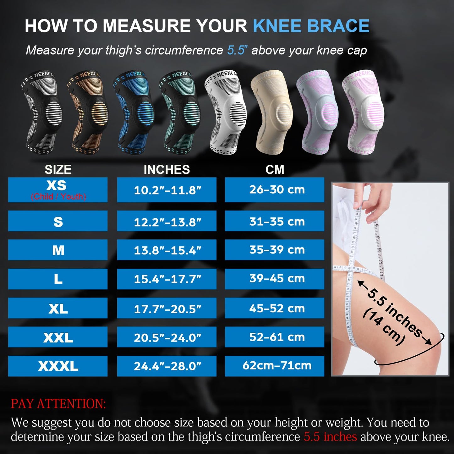 NEENCA Professional Knee Brace for Pain Relief, Medical Knee Support with Patella Pad & Side Stabilizers, Compression Knee Sleeve for Meniscus Tear, ACL, Joint Pain, Runner, Workout - FSA/HSA Eligible