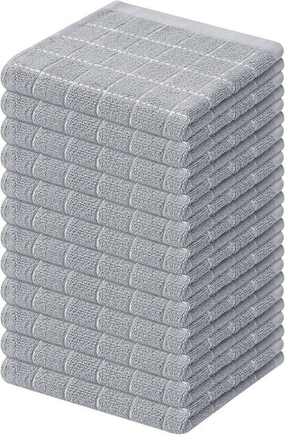 Mordimy 100% Cotton Terry Cloth Dish Cloths, Soft and Absorbent Checkered Dish