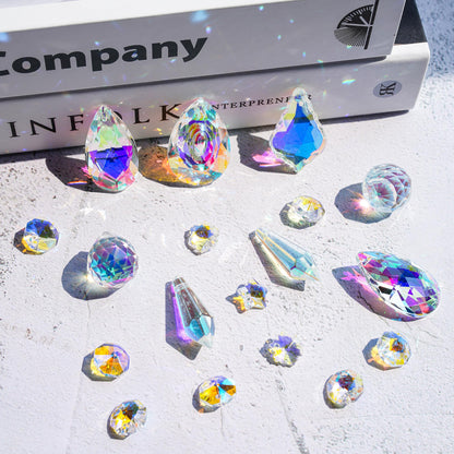 H&D HYALINE & DORA DIY Crystal Suncatcher Assembly Craft Kits for Adults 215pcs Rainbow Prisms Beads Pendant Crystal Window Sun Catchers Hanging Ornament Indoor Outdoor Decor, Silver