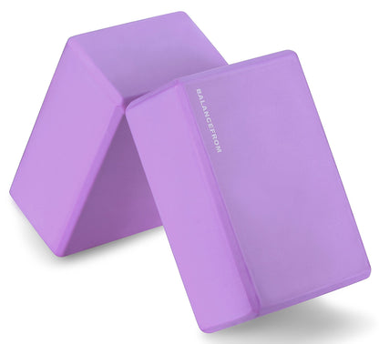 Fitvids Set of 2 High Density Yoga Blocks, 9"x6"x4" Each, Pair, Multiple Colors