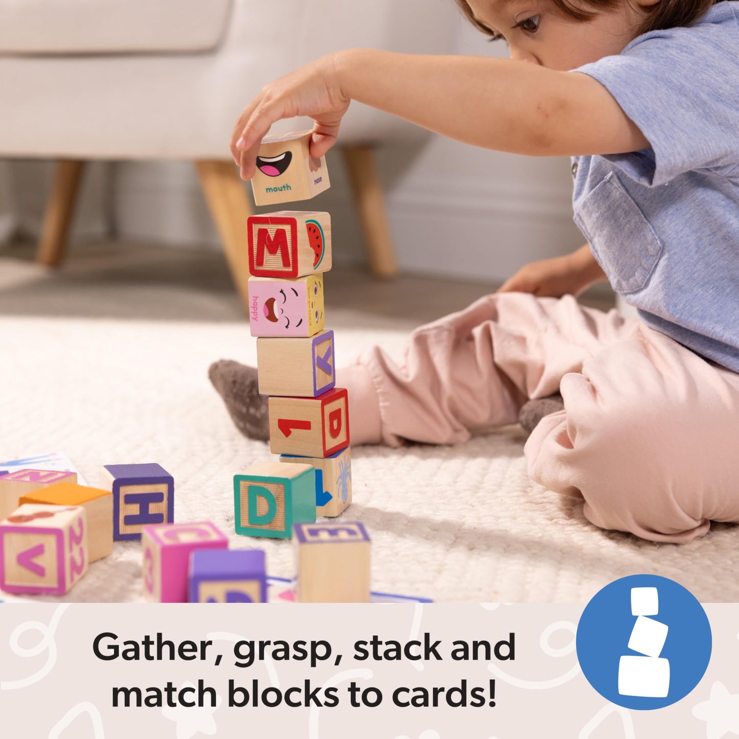 Melissa & Doug Ms. Rachel Letter, Number, and Game Wooden Learning Blocks with Activity Cards for Girls and Boys Toddlers Ages 18 Months+ - FSC Certified