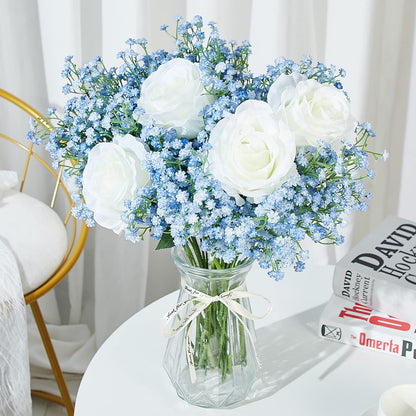 LYLYFAN Babys Breath Artificial Flowers,30 Pcs Gypsophila Faux Flowers for Wedding Party Home Garden Decoration Blue