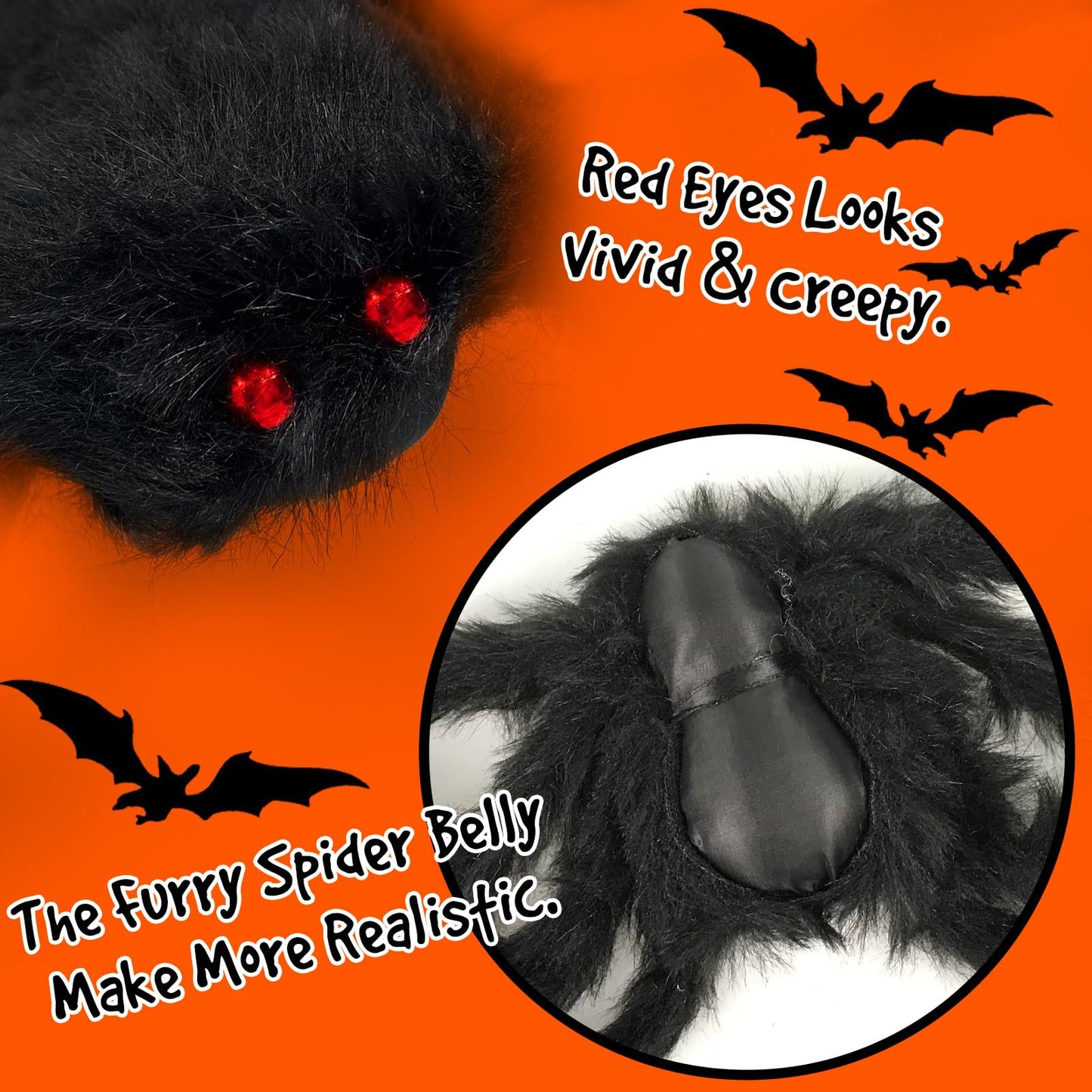 ESSENSON Halloween Spider Decorations, 6 PCS Scary Giant Spiders Set
