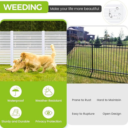 Air Conditioner Fence 48" W X 48" H Trash Can Fence Pool Equipment Enclosure Vinyl Privacy Fence Outdoor No Dig Privacy Fence 3 Panels with Metal Stake, White