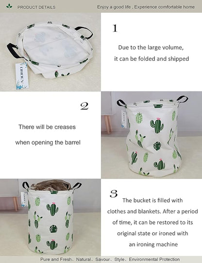 Round Fabric Storage Bin, Decorative Basket, Organizer Basket