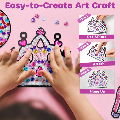 ZIZZ Window Art Suncatcher Kits for Kids - 5PCS Gem Painting Kits, Diamond Art & Craft Sets for Boys Girls Craft Gifts for Kids Birthday Easter Christmas Ages 6+, Girls Creative Activities Toys Gifts