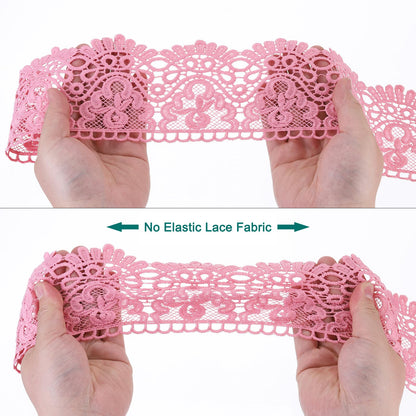 MECCANIXITY 4 Inch Wide 5 Yard Lace Ribbon Floral Pattern White Lace Trim Ribbon Milk Silk Lace Trim for Sewing Making, DIY Crafts,Gift Wrapping, Wedding Decor