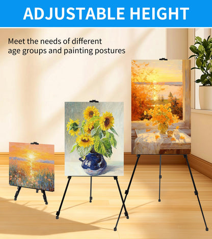 Artisorama Display Easel Stand for Sign, Adjustable Portable 63'' Tripod with Carry Bag, Artist Easels Canvas Stand for Table-Top Displaying/Painting/Wedding Signs