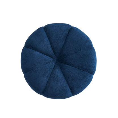Christopher Knight Home Lavir Velvet Ottoman Coffee Table, Wooden Round Cocktail Ottoman, Living Room Sofa Footstool, Round Ottoman Footrest, Navy Blue