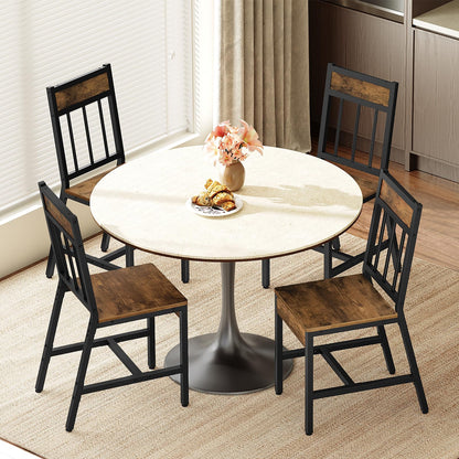 YATINEY Dining Bench and Dining Room Bench with PU Leather Upholstered Seat, Entryway Bench with Metal Legs for Dining Room CY03L4BR-DB01BV