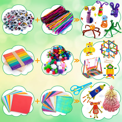 Sundaymot Kids Arts and Crafts Set 2000+ Piece DIY Craft Supplies Kit with Assorted Accessories for Boys & Girls Ages 6-12, School Classroom Projects, Gifts for Boys and Girls.