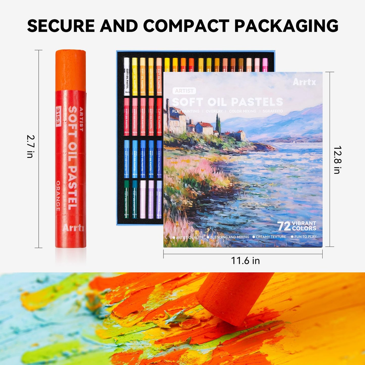 Arrtx Oil Pastels for Artists, 72 Colors Soft Oil Pastels Vibrant and Creamy, Art Pastel Crayons Art Supplies for Professional and Beginners