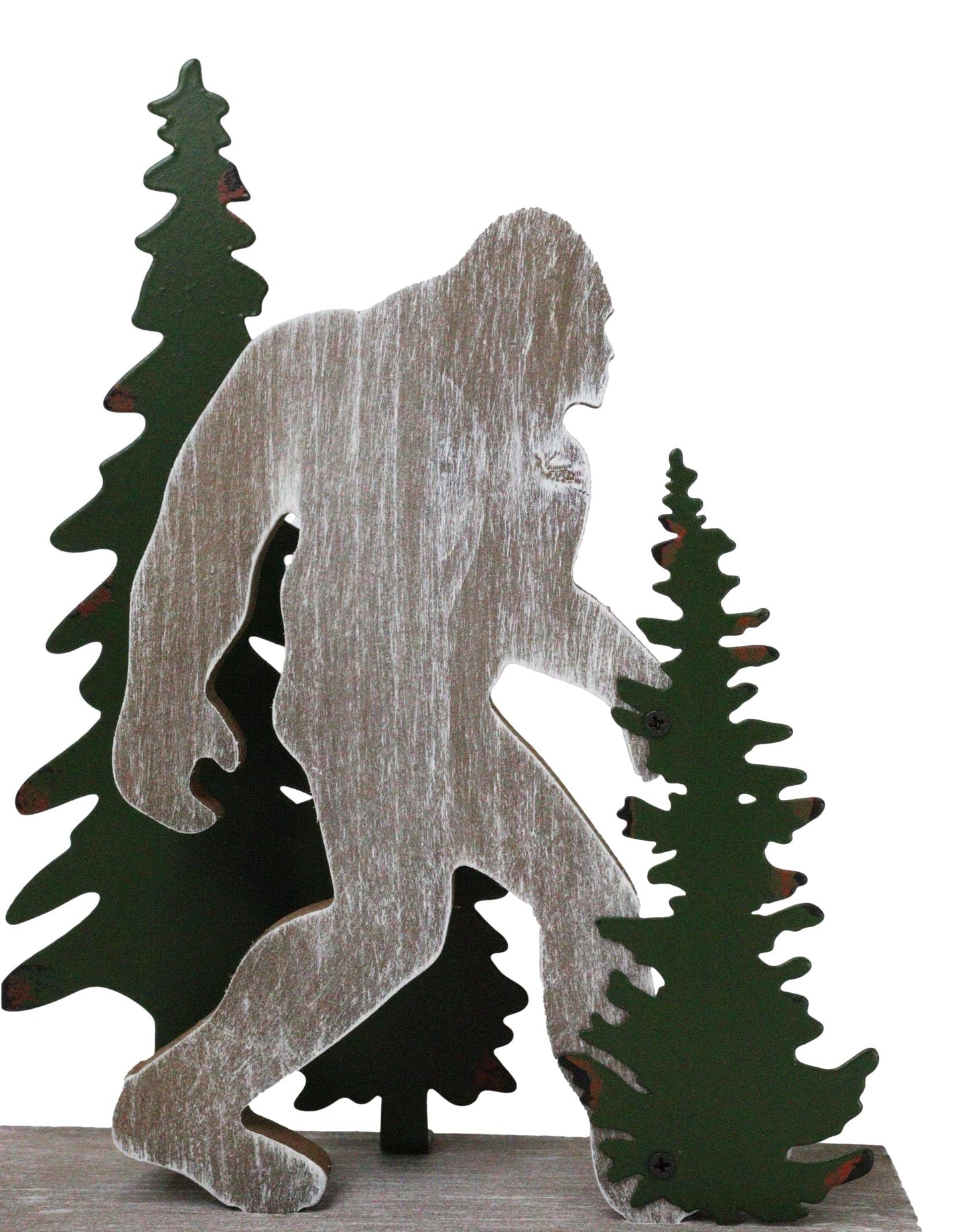 Ebros Gift Rustic Western Forest Wildlife Myth Legend Bigfoot Sasquatch Big Foot by Pine Trees Wooden Silhouette Cutout Desktop Sculpture Accent