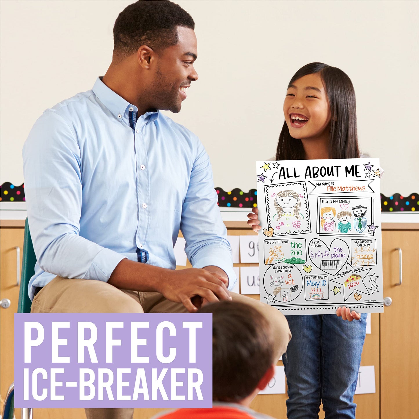 Hadley Designs All About Me Posters for Classroom Must Haves - 20 Star Student Poster, 100 Days of School Items, Star of The Week Poster Elementary Classroom Decor, End of School Year Teacher Supplies