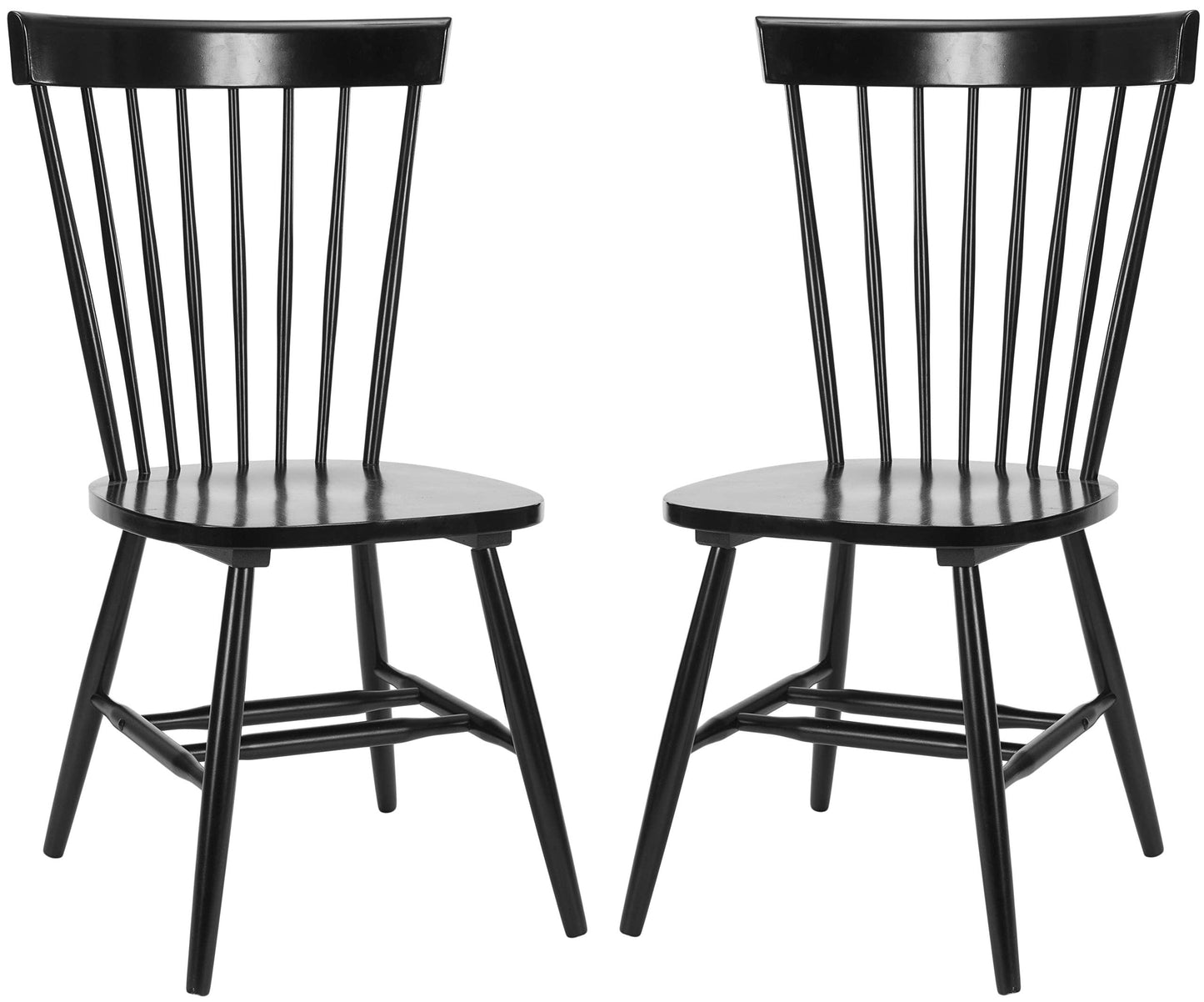 SAFAVIEH Furniture - Parker Spindle Dining Chair Set of 2 - Black - Solid Wood - Classic Windsor Design - Ideal for Dining Room, Kitchen, 17.3" Seat Height (AMH8500B-SET2)