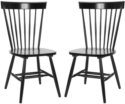 SAFAVIEH Furniture - Parker Spindle Dining Chair Set of 2 - Black - Solid Wood - Classic Windsor Design - Ideal for Dining Room, Kitchen, 17.3" Seat Height (AMH8500B-SET2)