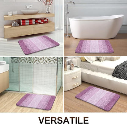 OLANLY Small Bathroom Rugs Mat 24x16, Extra Soft Absorbent Microfiber Bath Rugs, Rubber Backing, Quick Dry, Washable Bath Mat for Bathroom Floor, Tub and Shower, Home Decor Accessories, Pinkish-Purple