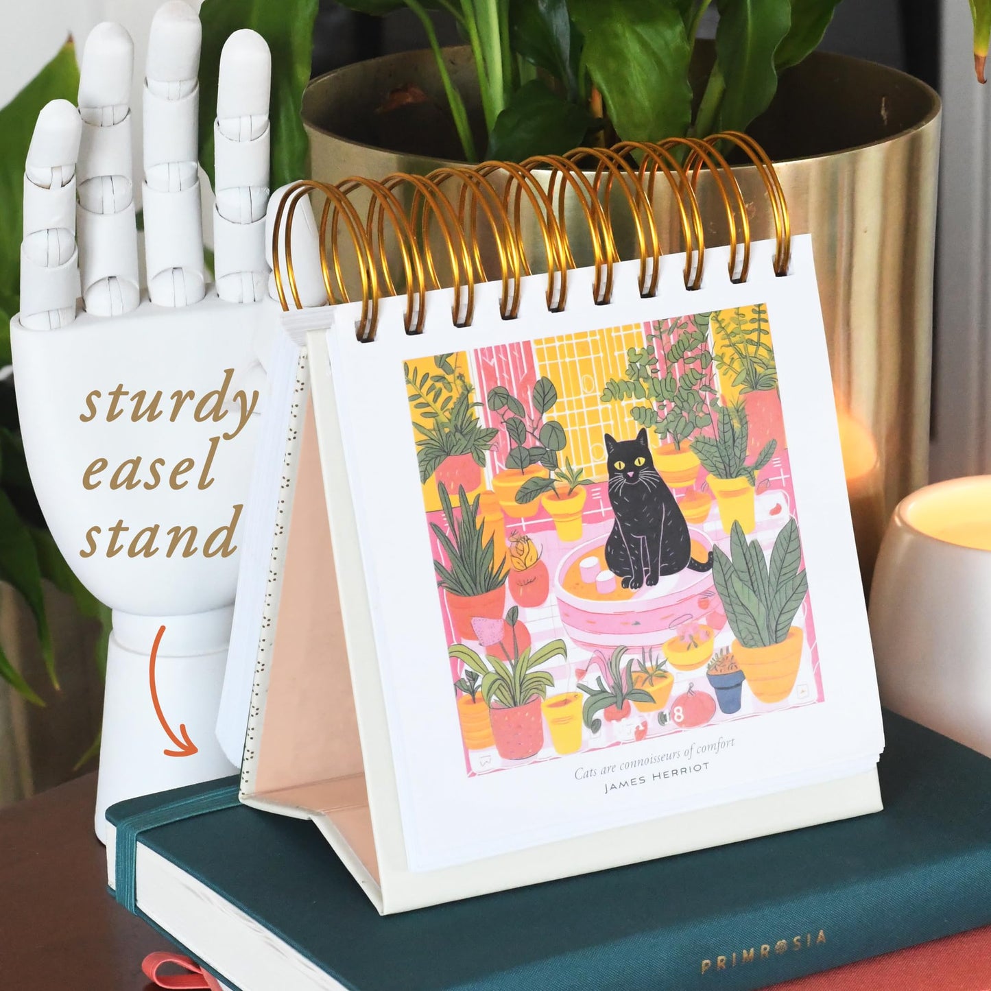 Primrosia Inspiring Perpetual Calendar: Undated Daily Desk Planner for Motivation - Flip Stand Design - Daily Inspirational & Empowering Quotes - Page-a-Day Format.