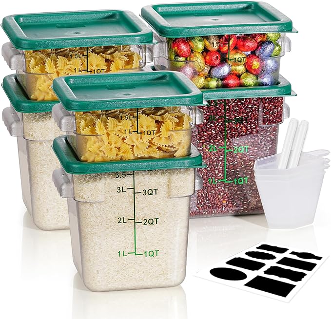 2QT4QT NSF Food Storage Containers: 6PCS Commercial Clear Food Storage
