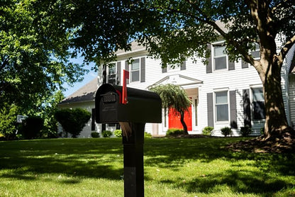 Architectural MAILBOXES Ironside Large Capacity Galvanized Steel black, Post-Mount Mailbox, MB801BAM, Metal, Black | Galvanized steel build for outside with rust-resistant powder-coat finish and a magnetic door closure. USPS approved.
