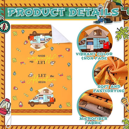 Boyiee Set of 6 Camping Kitchen Towels Absorbent Dishcloths Bonfire Tent Car