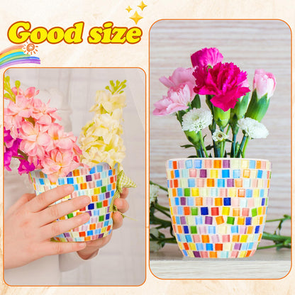 Tioncy 2 Set Mother's Day Mosaic Coaster DIY Vase Mosaic Painting Kit for Adults Gift, DIY Arts and Craft Kits Vase Flower Accessories Art Kit for Room Decor Craft, Home Decor Gifts(Rainbow)