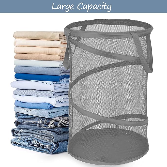 BATTOO Collapsible Laundry Baskets, Foldable Mesh Pop Up Hamper, Portable