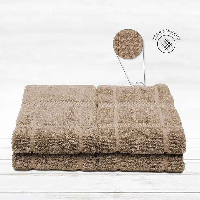 100% Cotton Terry Dish Towels, 4 Pack Plain, 16 x26 Inches, Super Soft and