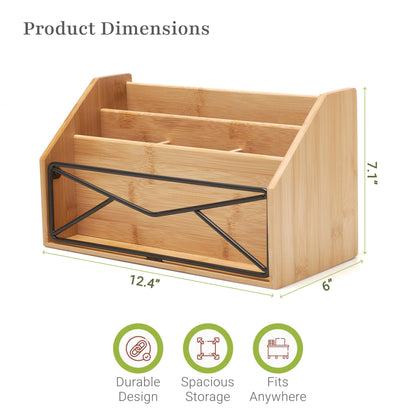 Prosumer's Choice Bamboo Desk Organizer for Office and Home – Natural Bamboo Mail Organizer for Countertop - Wooden Desktop Organizer for Mail, Files, Letters, and Tabletop Storage