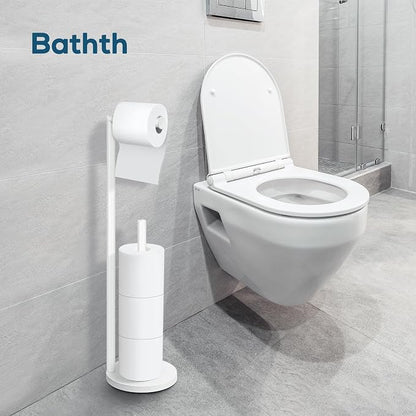 Toilet Paper Holder Stand,Toilet Paper Holder Free Standing,White Toilet Stand Holder for 4 Rolls,Toilet Paper Storage by Bathth