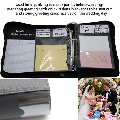 Magiarcana greeting card calendar book,by month set trace holiday monthly birthday 100pcs note organizer,50 double-sided pocket sleeves suitable for 6.5x8.5 inch cards saver binder (black)