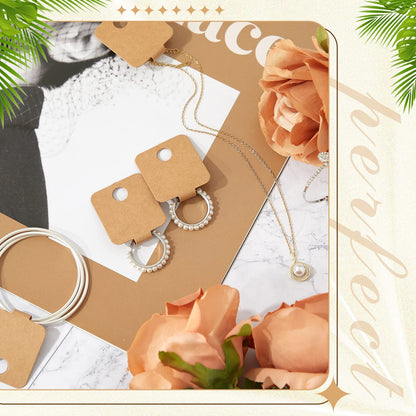 Ctosree 1000 Pcs Self Adhesive Bracelet Display Card Necklace Display Jewelry Packaging Selling Card for Keychain Earring Necklace Hairband and Scrunchies Hanging, 3.94 x 1.57 Inches(Brown)