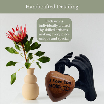 ZAHANAARA Wooden Heart Urn for Ashes | Handcrafted Memorial Box for Funeral| Memorial Gifts for Loss of Mother | Aluminum Mini Cremation Urns for Human Ashes|Funeral Tribute keepsake - Black, 3 cu in