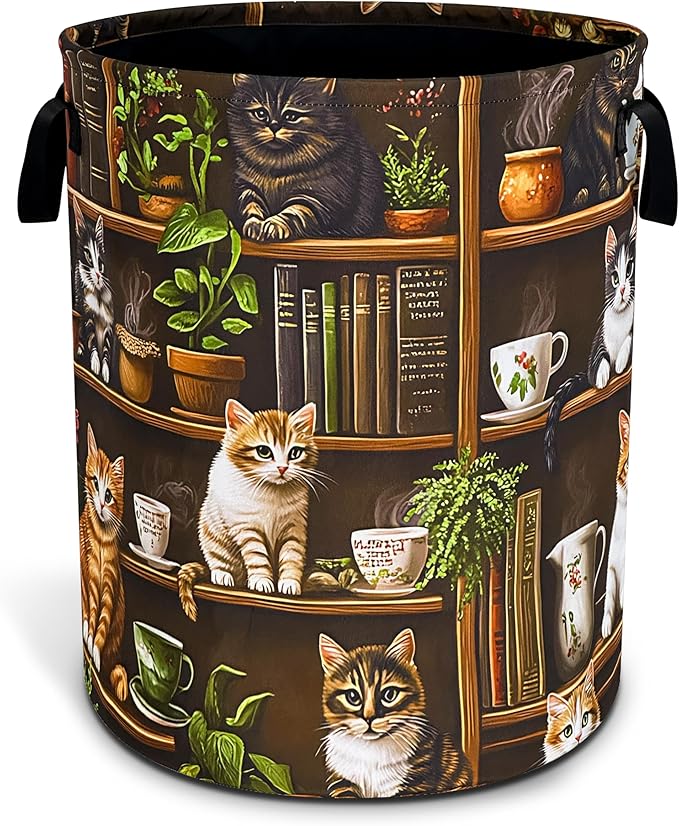 Cute Cat Laundry Basket Bookshelf Animal Oxford Cloth Laundry Hamper Funny