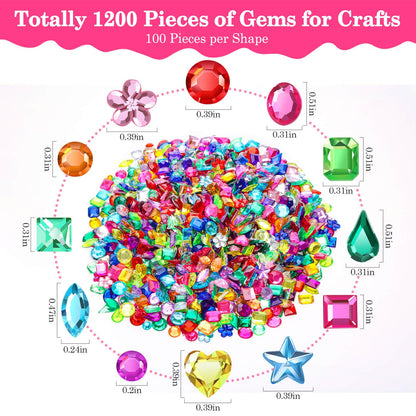 anezus Anezus1200Pcs Craft Gems with 2Pcs B7000 Jewelry Glue, Flat Back Sequins Jewels Embellishments Rhinestones Gemstones for Bedazzling, Decor, Clothing