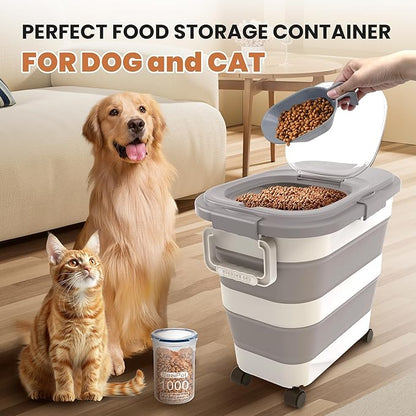 23-25 Lbs Airtight Dog Food Storage Container, Collapsible Dog Food Container