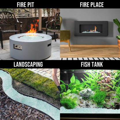 Skyflame High Luster 10-Pound Regular Fire Glass for Fire Pit Fireplace Garden Landscaping Crystal Ice 1/2" Size