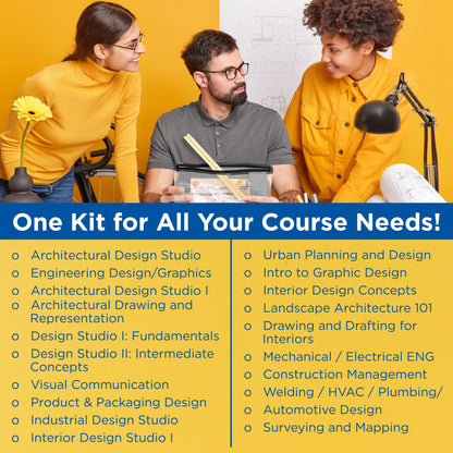 ALVIN Academy Drafting, Drawing and Design Launch Kit | 10 Pieces | Class Tools for Geometry, Architecture and Engineering Students | - Model DDKL1
