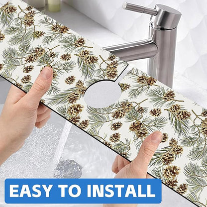 Abstract Pine Cones Sink Faucet Absorbing Mat Splash Guard Behind Faucet Sink