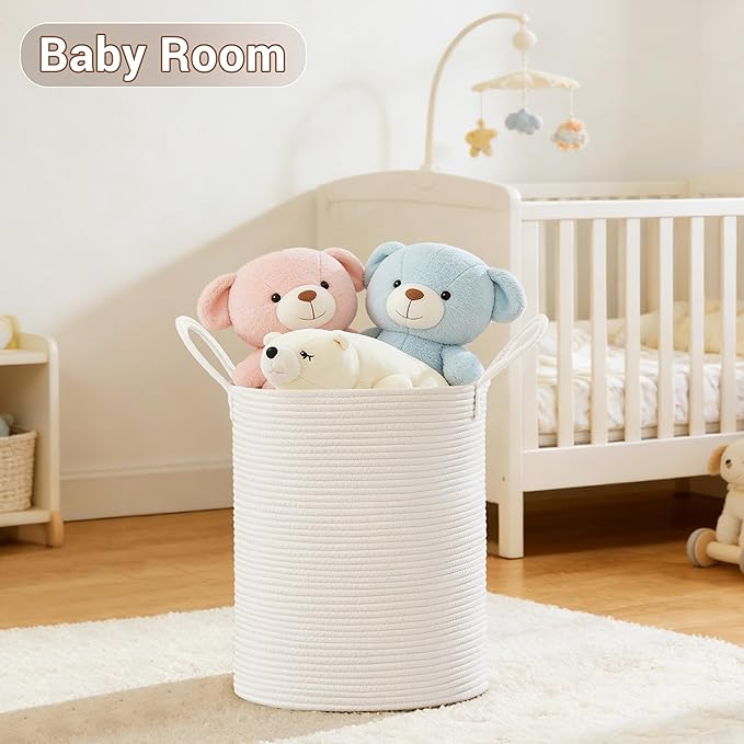 Tall Laundry Basket with Handles, 53L Portable Dirty Clothes Hamper, Boho