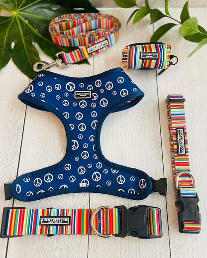 Lucky Love Dog - Easy Click Buckle Dog Collar with Leash Set Combo, Durable & Comfortable for Male & Female Dogs, Pet Collar for Large Dogs, Secure Fit - Hippie Combo, Large