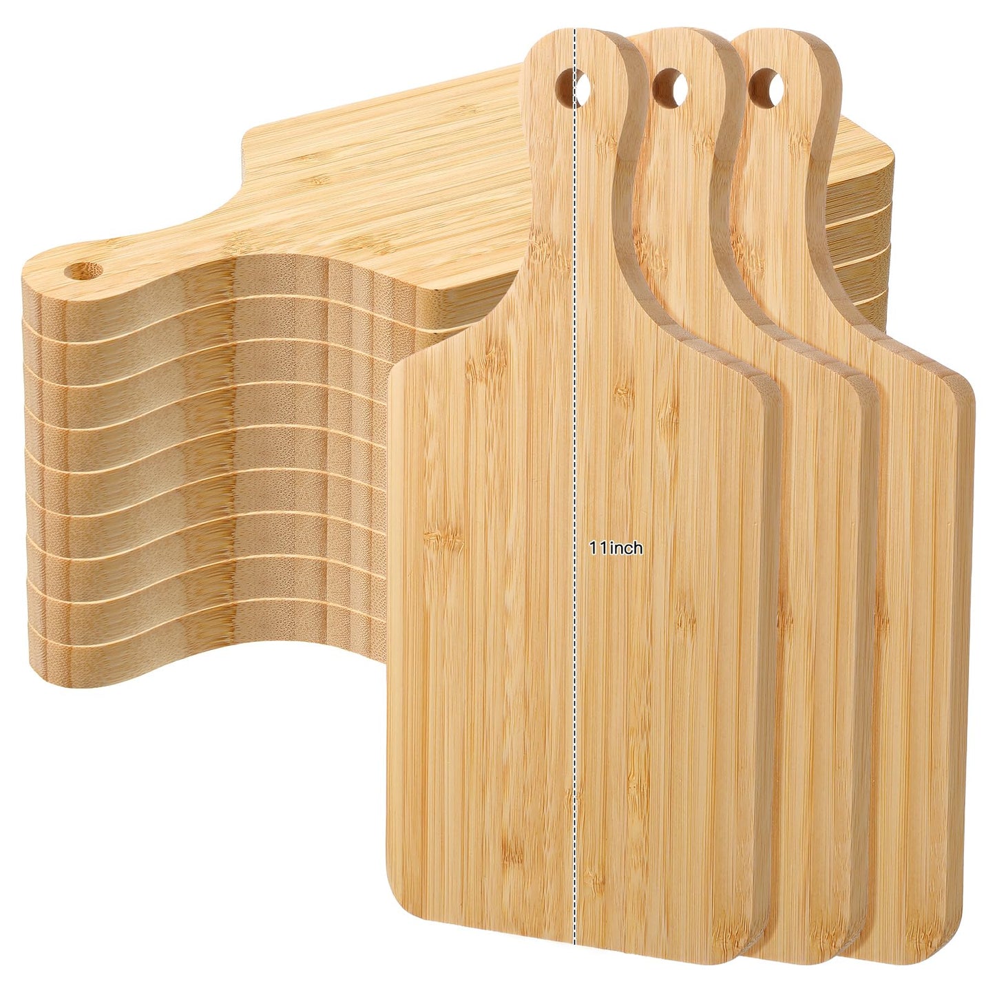 Patelai 12 Pack Thicken Bamboo Cutting Board Bulk, 11x5 Inch Acacia Wood Chopping Crafts Customized Laser Engraving Serving Charcuterie Boards Mother's Day Housewarming Gift,0.60" Thick (Bamboo Wood)